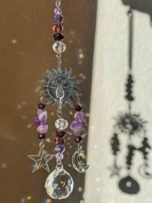 SHEIN 1 Piece Of Amethyst Moon - Goddess Sun Catcher, Celestial Amethyst Moon And Stars, Christmas Ornaments, Car Decorations, Festival Event Party Decorations, Holiday Gifts.