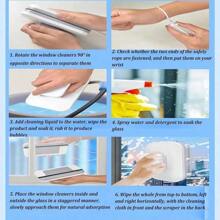 1 PIEZA Limpiador de ventanas magnético fuerte de doble cara con limpieza sincronizada, alta eficiencia para eliminar manchas, fácil de usar, conveniente para la limpieza de ventanas de vidrio en el hogar y la oficina, herramienta de limpieza doméstica - Blanco - Ver 8