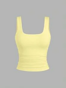 Sweetra Áo ba lỗ không tay màu trơn đơn giản cho nữ mùa hè - Nhiều màu - Xem 4