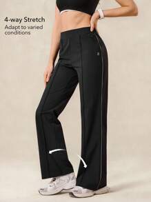 OutZeal Women Cool Touch Stretch Zipper Pocket Flared Black Sports Pants Daily Casual Fall Summer - Black - View 3