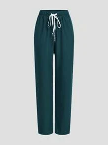 TaskEZ Bộ đồng phục: Áo cánh ngắn tay cổ chữ V may đo và quần ống đứng ống đứng có dây rút, Bộ đồ phẫu thuật - màu xanh lá - Xem 3