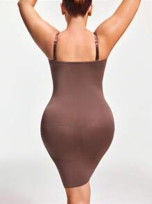 SHAPORA Vestido de tirantes ajustado de color liso para mujer de talla grande