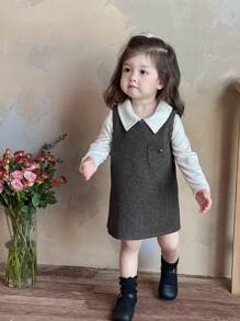 DAZY 女童韩版休闲圆领中长连衣裙，秋冬款