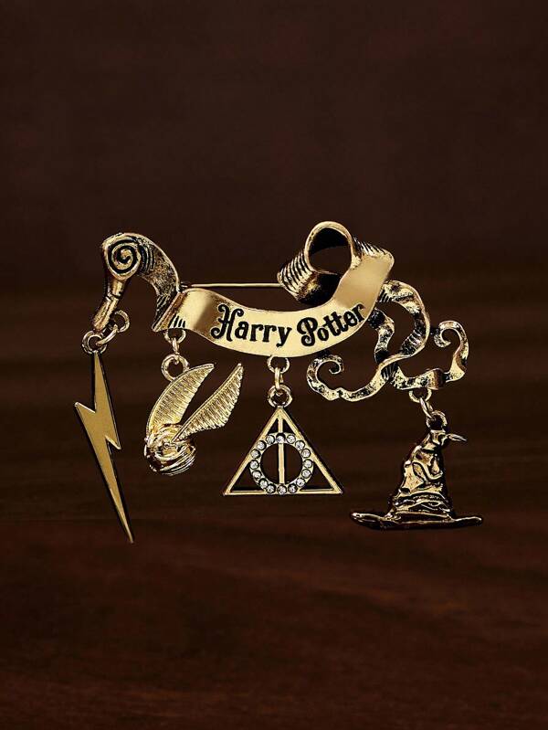 HARRY POTTER X SHEIN Llavero de aleación de zinc Hedwig brillante, Snitch dorada giratoria, Reliquias de la Muerte, encantos del Sombrero Seleccionador, adecuado como regalo, colección, recuerdo