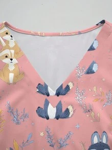 PopScrub 女士卡通印花手术服上衣和裤子护士制服套装 - 彩色 - 查看 7