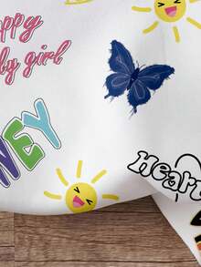 Elladie kids 1 件女童可爱蝴蝶花朵字母印花连帽运动衫，适合年轻女孩春秋季的时尚休闲上衣 - 彩色 - 查看 5