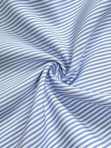 SHEIN Maternity Striped Print Round Neck Casual Versatile Long Sleeve Shirt - Blue - View 5