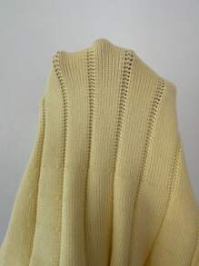 Elenzga 女式优雅无袖圆领荷叶边下摆针织上衣，淡黄色，适合春、夏、秋季节、度假和节日针织套头衫秋冬 - Butter Yellow - 查看 7