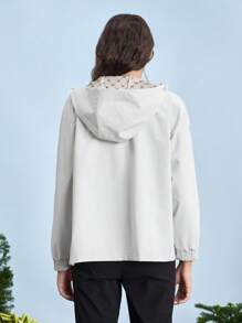 In My Nature 女式插肩袖前拉链连帽户外雨衣夹克 - 白色 - 查看 7