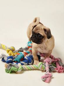 PETSIN Juguete para perro de cuerda de algodón con nudo y hueso, compañero que alivia el estrés, juego interactivo para perros