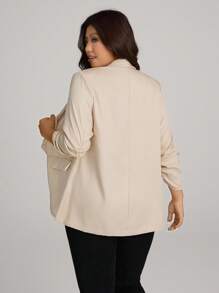 Comfylo Veste de costume d'affaires à manches bouffantes avec poches, grande taille, pour le bureau et les déplacements en automne/hiver - Nude - Voir 3