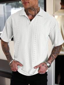 Manfinity RSRT Polo uomo a manica corta, modello casual, in tessuto lavorato, ampia vestibilità