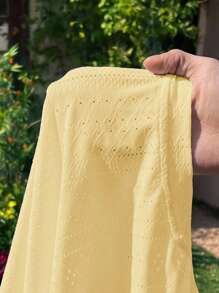 Solflare Camiseta talla grande con bordado amarillo y diseño hueco, de moda para el verano - Amarillo - Ver 6