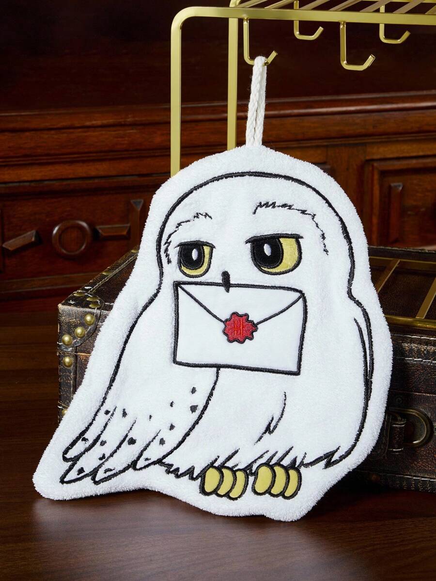 HARRY POTTER X SHEIN 1 件 Hedwig 手巾，吸水快干，可悬挂在厨房、浴室，柔软材质，配有挂绳