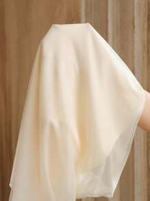 Anewsta Women's Elegant Fashionable Minimalist Mesh Patchwork Off Shoulder Knit Blouse - Apricot - View 8