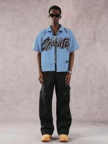 PAVTROS Manfinity Streetrush Men's Summer Letter & Plaid Print Zipper Front Casual Shirt - Multicolor - View 7
