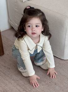 Dazy Kids 女婴休闲撞色长袖上衣，幼儿秋装