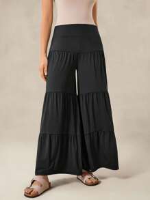 OutZeal Women Cool Touch Silky Soft UV Protection Knitted Waistband Wide Leg Sports Pants Fall Vacation Daily Casual - Black - View 4