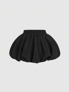 SHEIN x Luisa Sonza SHEIN MOD Black Bowknot Trim Floral Bubble Hem Skirt, Lined Pants, Low Waist, Date School Work Night Outfits Women, Sexy Cute Y2k Back-To-School Autumn - Black - View 2