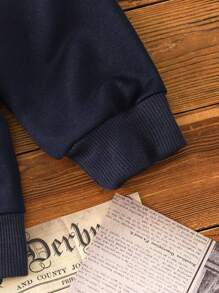 SHEIN 男童拉链字母印花卫衣，休闲时尚百搭，秋冬季返校必备单品 - 彩色 - 查看 5