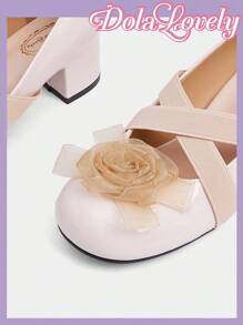 Dola Lovely Women's Round Toe Lolita Style High Heels - Beige - View 9