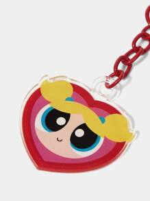 THE POWERPUFF GIRLS X SHEIN 心形气泡图案亚克力钥匙扣 - 彩色 - 查看 3