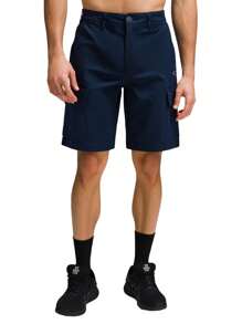 Champion Men's Summer Casual Solid Color Cargo Shorts - Blue - View 1