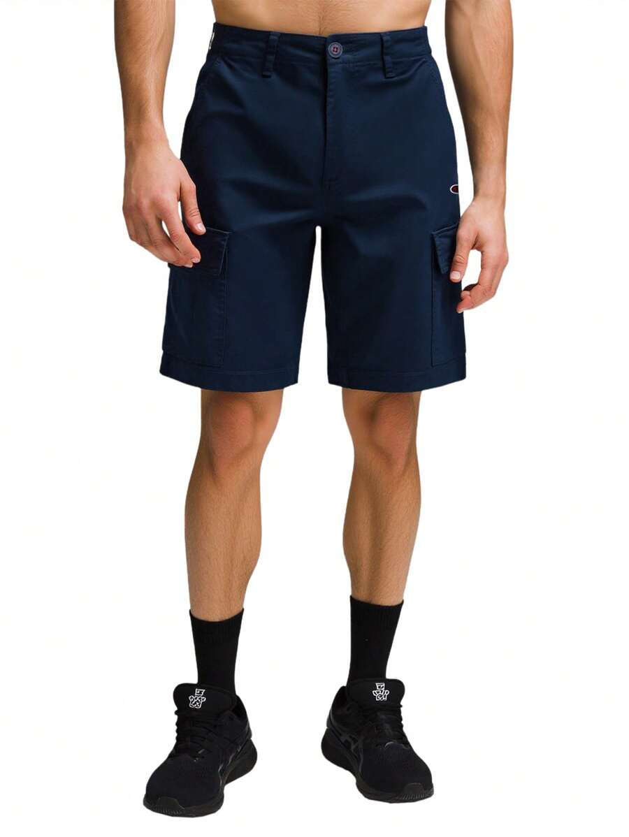 Champion Men's Summer Casual Solid Color Cargo Shorts - Blue - View 1