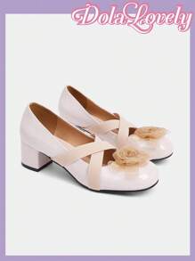 Dola Lovely Women's Round Toe Lolita Style High Heels - Beige - View 8