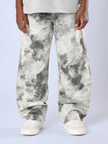 SUMWON Youth Boys Sleeveless Tank Top Matching Tie Dye Pant Set Casual Street Style Summer Leisure Cotton Blend Co-Ord Set - Grey - View 4