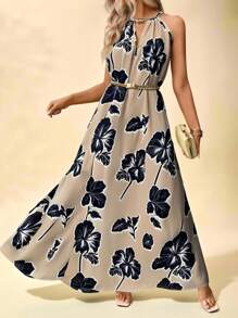 Breezaya Đầm Maxi Chữ A In Hình Toàn Thân Cổ Dài Có Khóa Kim Loại Cho Nữ - Nhiều màu - Xem 4