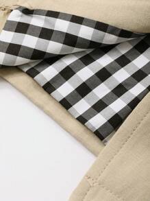 Dazy Kids 女婴格子纯色休闲长款风衣，百搭，幼儿秋季服装