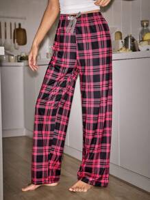 Lowkey Lull 女士格子睡裤，休闲时尚，适合日常穿着，秋冬季节皆宜。 - 珊瑚粉 - 查看 4