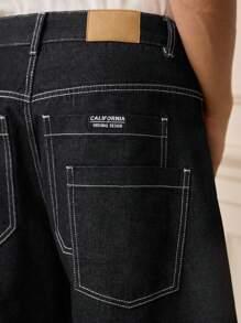 SWAVVY Casual Summer Men's Wide Leg Denim Shorts - Royal Blue - View 2