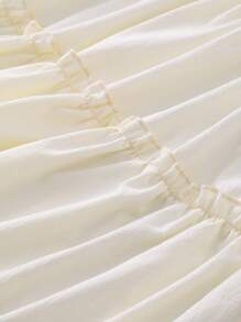 SHEIN Tween Girls Solid Square Collar Puff Sleeve Shirred Waist Flounced Hem A-Line Dress, Elegant & Sweet French Style,Back To School Clothes Fall Winter