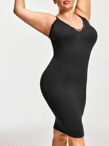 Talla grande Slip shapewear ribete con encaje - Negro - Ver 2