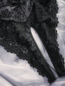 SpicyHot 1 件女士性感蕾丝紧身内衣，外出穿着 - 黑色 - 查看 9