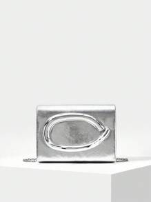 MOTF PREMIUM WOMEN'S TEXTURED MATERIAL SILVER EVENING CLUTCH - Silver - View 4