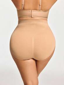 Plus Size Women's Everyday Tummy Control Triangle Panties For Body Shaping - Apricot - View 2