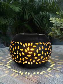 1pc/2pcs Solar Orb Imitation Ceramic Pot Lantern, Dancing Warm Light Flashing Flame Lamp, Outdoor Waterproof Decoration Landscape Light Suitable For Home Decor Patio Lawn Porch Terrace Garden Path Driveway Sidewalk Fence Deck Patio Pool Area Family Dinner Birthday Party Wedding Decor Ambiance Lamp (Black/White)