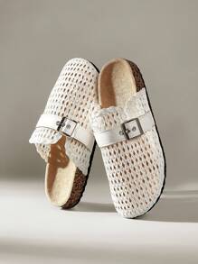 Solecia Women's Fluffy Platform Slippers, Warm Round Toe Fashion Shoes - White - View 6