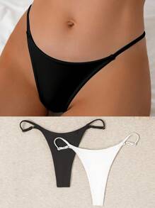 SHEIN Swim 2 pezzi Pezzo sotto bikini con laccetti regolabili e arricciature laterali, colore unito, adatto per spiaggia e vacanze estive per donne