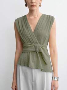 Aalyst New Sleeveless Solid Color French Blouse For Summer