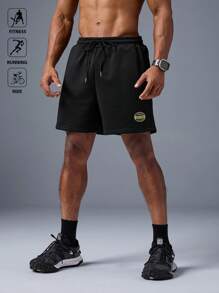 Manfinity Sport Polished Herren Shorts mit Applikation-Tasche und Kordelzug Taille, geeignet für den Sommer
