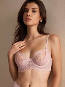Charlaine 女士对比色蕾丝时尚内衣文胸