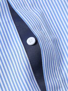 Calvornis 男士休闲条纹短袖衬衫，夏季