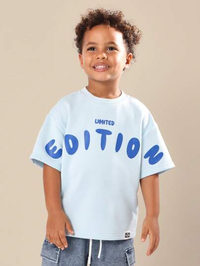  SUMWON 限量版儿童夏季T恤，宽松版型，休闲街头风，酷炫印花，个性宣言T恤，适合轻松度假、海滩、户外玩耍、上学、休闲度假等场合，男童必备单品。