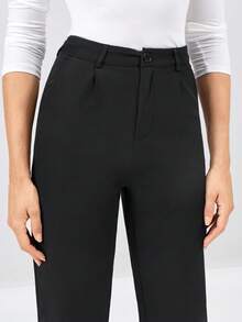 Miaspire Spring Black Slant Pockets Cropped Suit Pants - Black - View 7