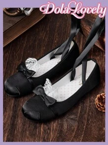 Dola Lovely 女士时尚黑色洛丽塔风格可爱平底鞋 - 黑色 - 查看 3