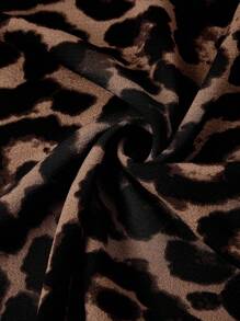 SHEIN Clasi 2pcs/Set Women Leopard Print Dress And Leopard Print Blouse Leopard Set Cheetah Print Outfit, For Going Out - Gold - View 4